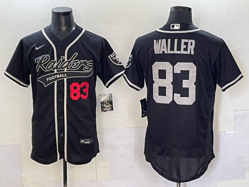 Men 2025 Oakland Raiders 83 Waller black Joint Name Nike Elite NFL Jersey style 01